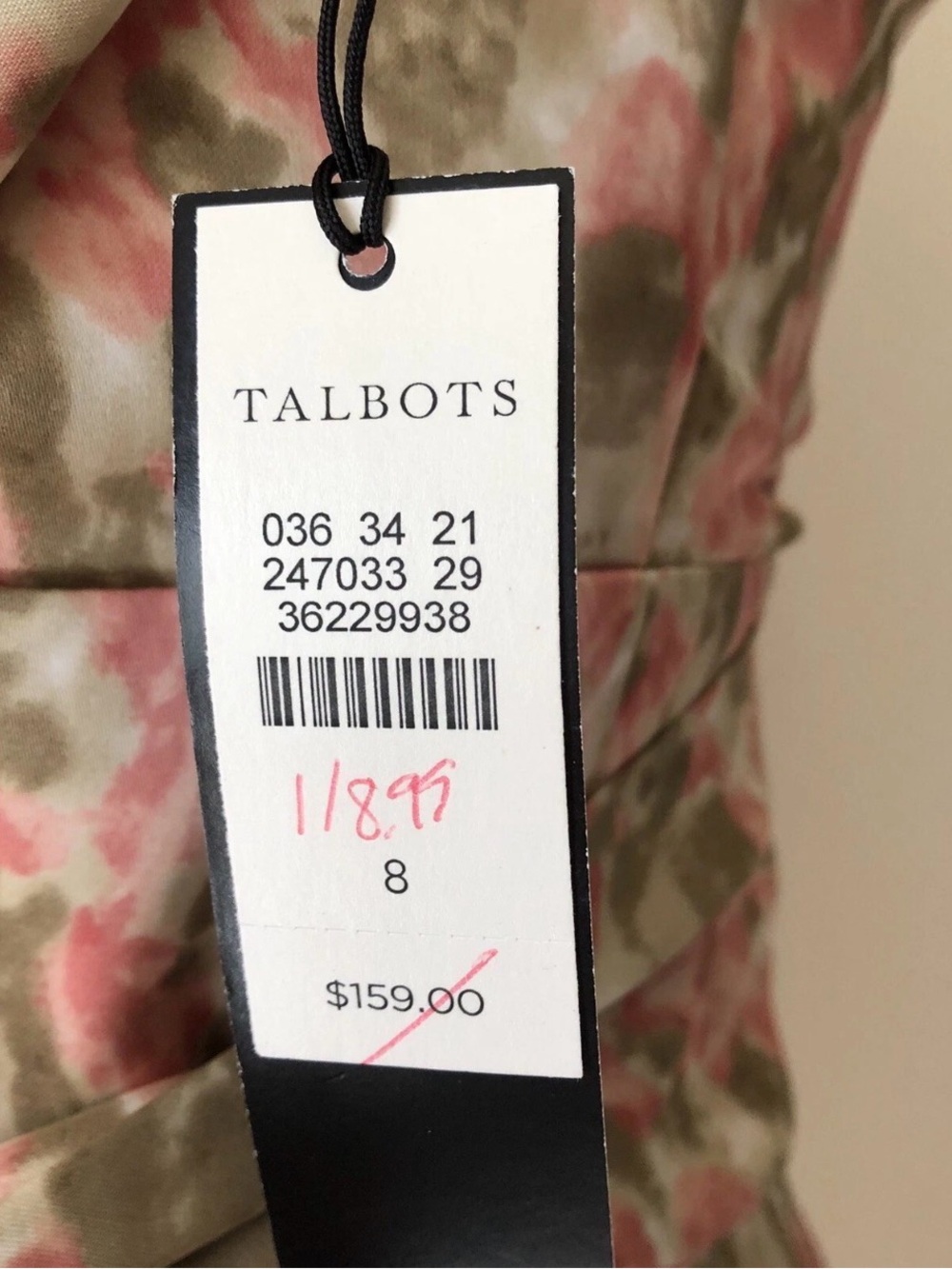 ❌SOLD❌ Talbots Pink and Olive Floral Wrap Midi Dress - Picture 4 of 5